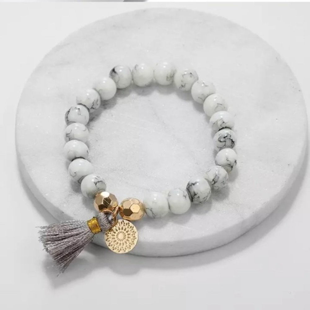New Marble Bead and Tassel Bracelet